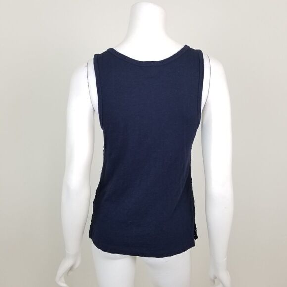 J. Crew Womens Size Small Navy Blue Tiered Dot Racerback Tank Top - Picture 7 of 8